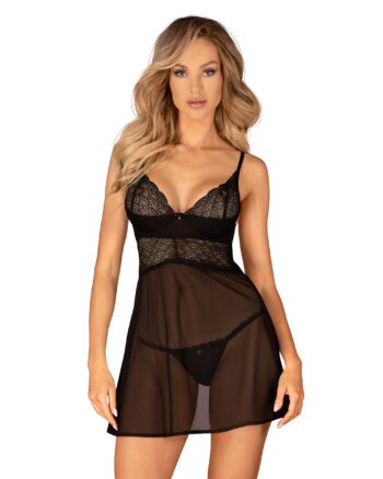 Chemeris babydoll et String - Noire