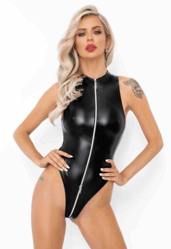 F294 Body Powerwetlook avec fermeture éclair sur le devant