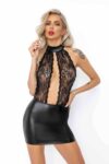 F279 Robe courte en dentelle, avec un haut en dentelle