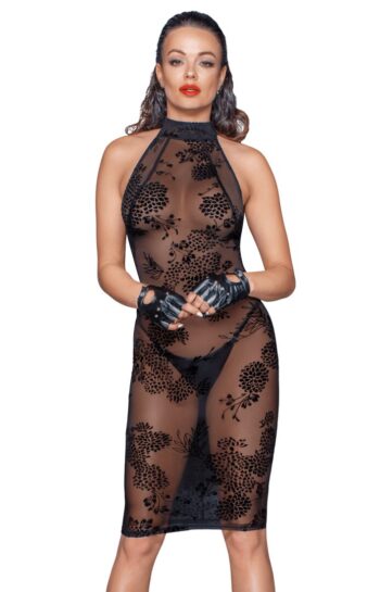 F240 Robe midi en tulle avec bretelles en velours dans le dos