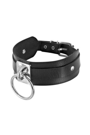 Collier large noir avec anneau Fétish Tentation